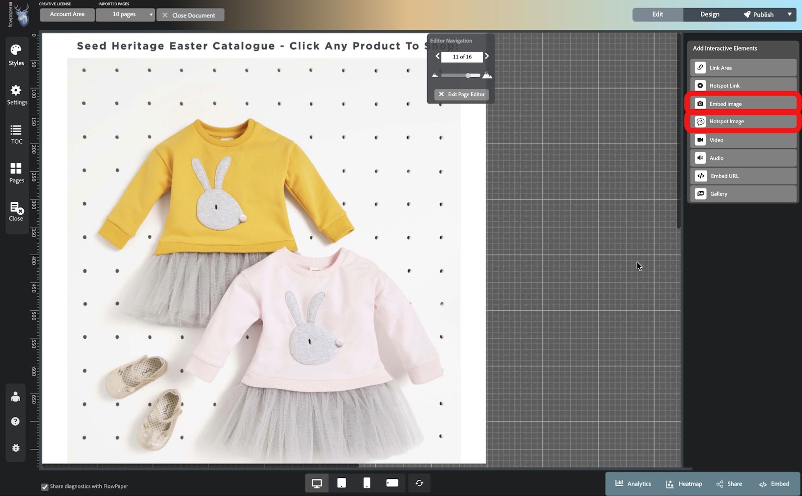 Adding an image to a flipbook page in FlowPaper